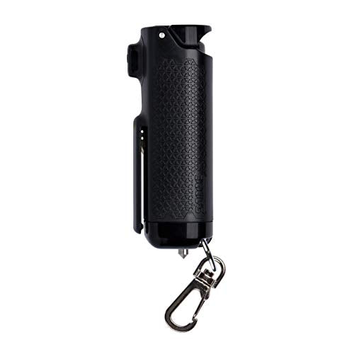 SABRE RED Safe Escape, 3-in-1 Car Safety Tool - Seat Belt Cutter and Window Glass Breaker, Maximum Police Strength Black Pepper Gel Increases Accuracy, 25 Bursts, with Key Chain Snap Clip, One Size