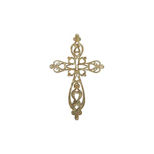 Ganz CB174804 Oversized Distressed Blue and Gold Open Scroll Wall Cross, 26-inch Height