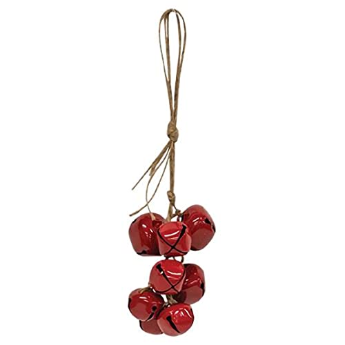 CWI Gifts Christmas Red Jingle Bells Cluster on Jute Ornament Holiday Tree Decoration, Home Collection