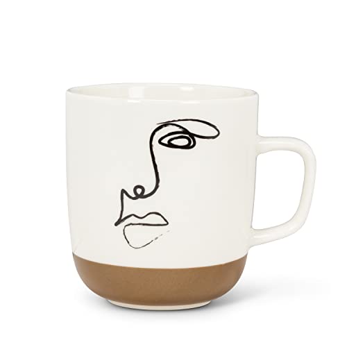 Abbott Collection  27-SPY Line Drawing Face Mug, White/Black