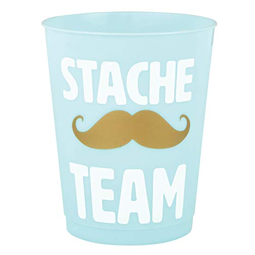 Creative Brands Slant Collections - 8-Count Acrylic Party Cups, 16-Ounce, Stache Team