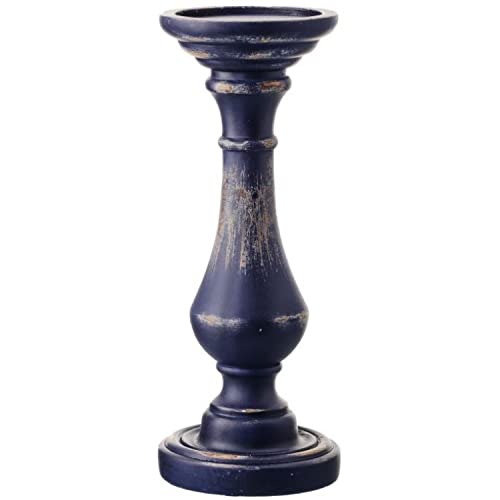 Regency International Weathered Pillar Holder, Resin, 11.75-Inch Height, Navy