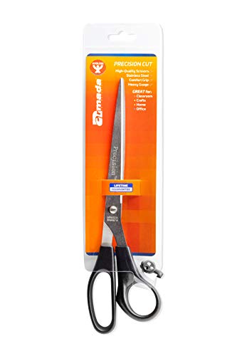 Hygloss-Armada Precision Straight Trimmer Scissors - Comfortable Handles, Stainless Steel Blades, Vinyl Bag for Storage - Scissors for Crafts, Classroom, Home and Office, 10-Inches - 1 Pair