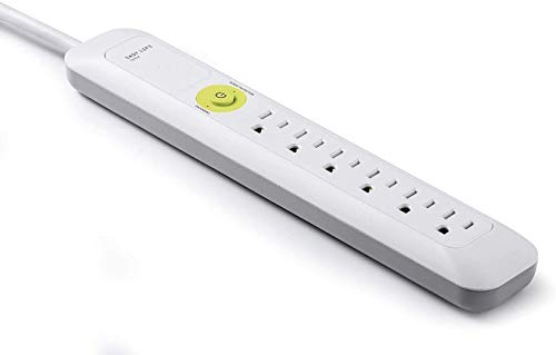 6 Outlet White Power Strip Surge Protector with 6 ft Heavy Duty Power Cord, 1200 Joules by Easylife Tech