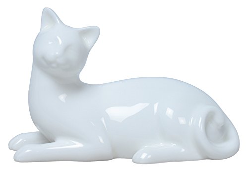 Unicorn Studio US 5.75 Inch All White Glazed Porcelain Cat Lying Down Faces Left