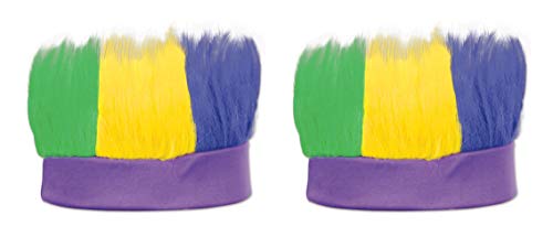 Beistle Green, Gold, Purple Hairy Headbands 2 Piece, One Size Fits