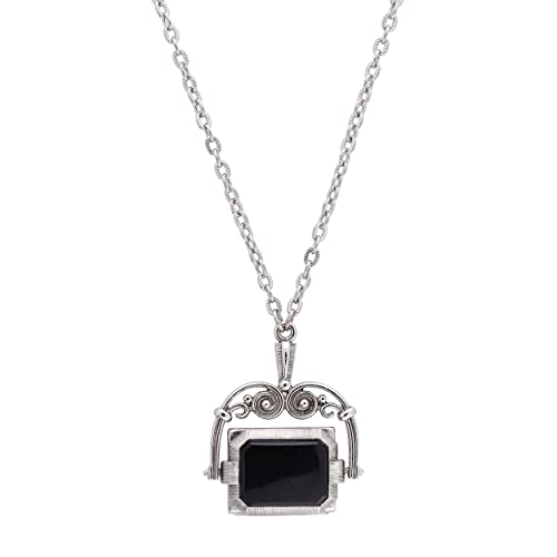 1928 Jewelry Rotating Square Stone And Locket Necklace 30 Inches