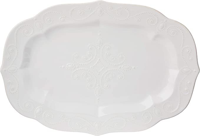 Lenox French Perle Carved Turkey Platter, 6.39, White