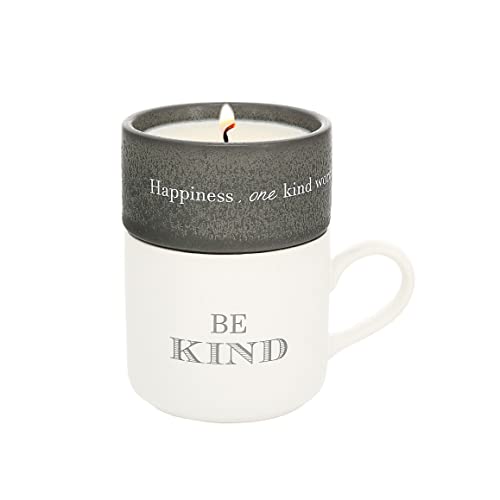 Pavilion - Be Kind - 4 Oz Candle & 10.8 Oz Mug Gray & Cream Neutral Stackable To: From: Tag Gift Set