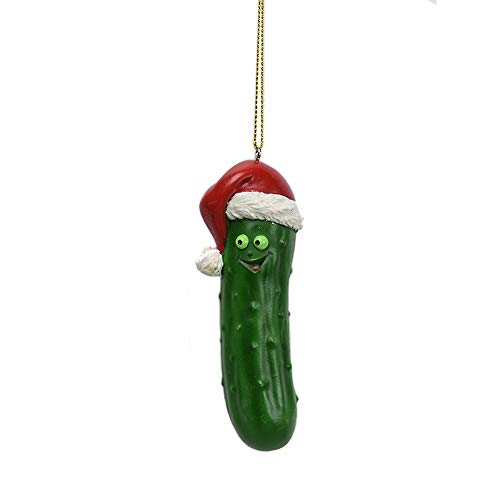 Comfy Hour Winter Holiday Home Collection Resin Pickle with Hat Christmas Tree Ornaments