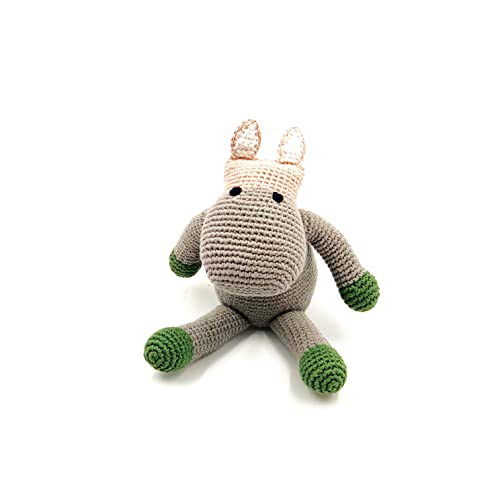 Pebble | Handmade Organic Hippo Rattle | Crochet | Fair Trade | Pretend | Imaginative Play | Machine Washable