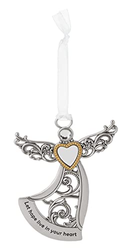 Ganz ER64498 Let Hope Live in Your Heart Ornament, 3.06-inch Height, Metal, Silver and Gold