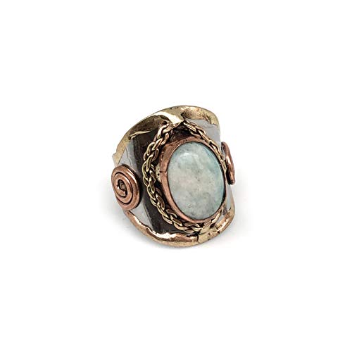 Anju Jewelry Janya Collection Mixed Metal Cuff Ring with Amazonite Stone