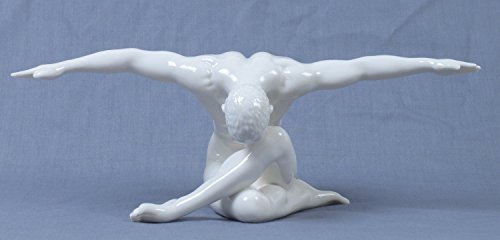 Veronese Design US 11 Inch All White Porcelain Nude Male Figurine with Arm Spread, Glazed