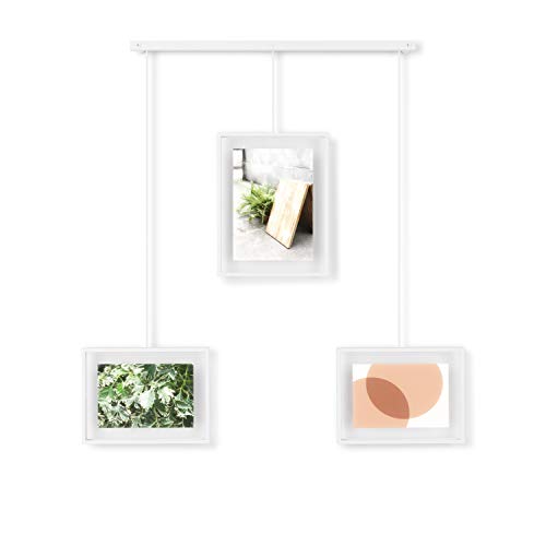 Umbra Exhibit Picture Frame Gallery Set Adjustable Collage Display for 5 Photos, Prints, Artwork & More (Holds Two 4 x 6 inch and Three 5 x 7 inch Images), White