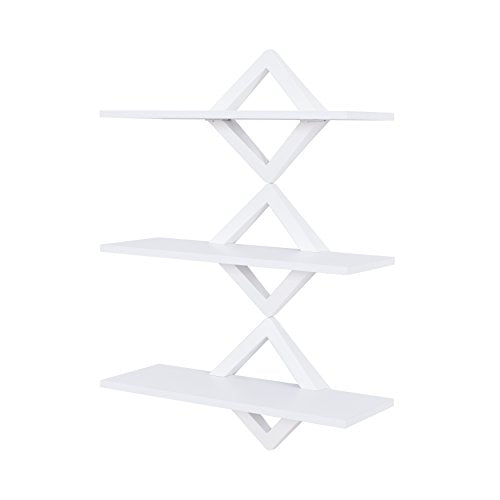 Danya B. Diamonds 3-Level Wall Mount Shelving System - Decorative Floating Shelves (White)