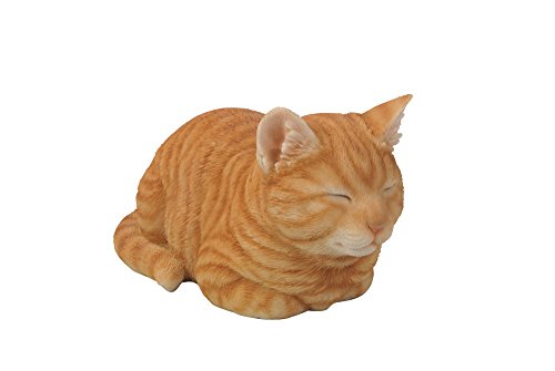 Hi Line Gift Ltd Tabby Sleeping Cat Statue, Orange