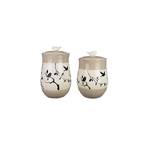 Youngs 21222 Ceramic Botanical Design Canister with Silicon Seal, Set of 4