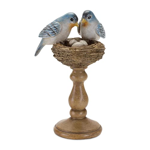 Melrose 85858 Birds with Nest on Pedestal Figurine, 8.5-inch Height