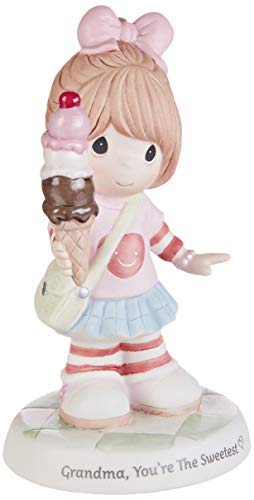 Precious Moments 193016 Grandma You're The Sweetest Girl with Ice Cream Cone Bisque Porcelain Figurine, Multi