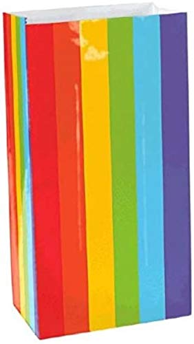 Amscan 370202.9 Mini Paper Bags - Pack of 12, 6 1/2" x 3" x 2", Multicolor