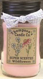 Thompson's Candle wilm Super Scented Wildflowers Jar Candles Large Mason Jar Candle- Burns 85 Hours, 20 Ounce