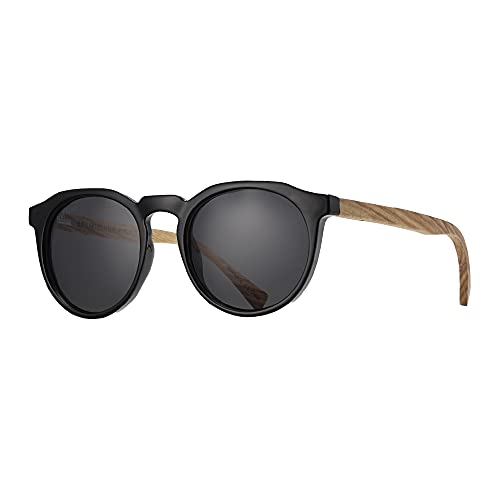 Blue Planet Eyewear Blue Planet Brax Sunglasses Onyx/Walnut Wood with Smoke Polarized Lenses