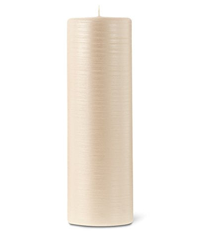 BLF Bougies La Francaise 824690 Cylindrical Ribbed Candle, 40 Hour Burn Time, Pearly White, Made in France, 9.84-inch High