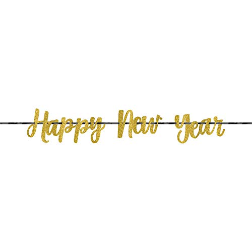 amscan Happy New Year Ribbon Letter Banner, Gold, 12&