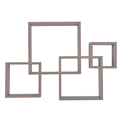 Danya B. Decorative Wall Mount Floating Intersecting Cube Accent Wall Shelf - Weathered Oak