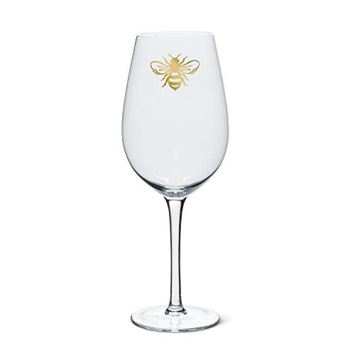 Abbott Collection  Home 27-QUEENBEE-GOB Bee Goblet, 9.5 inches high, Clear/gold