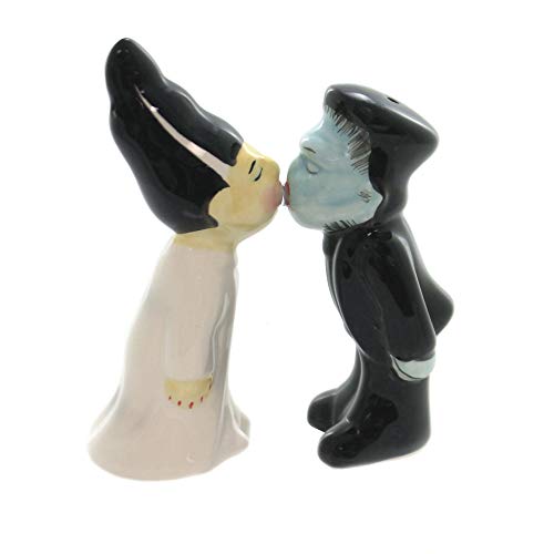 Pacific Trading Giftware Zombies Monster and Bride Magnetic Ceramic Halloween Salt and Pepper Shakers