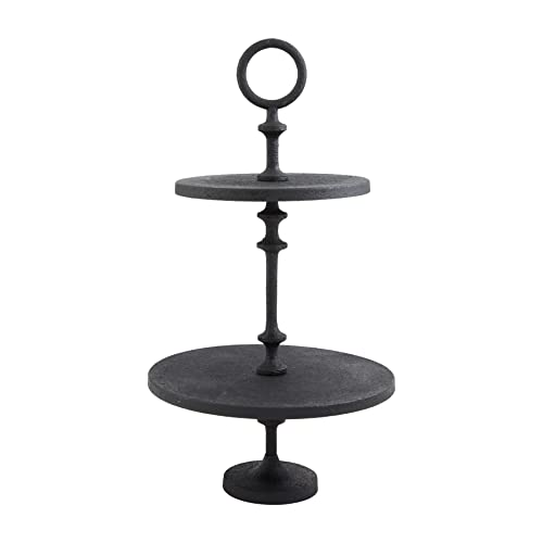 Mud Pie Metal Tiered Server,  Black, 23-inch diameter