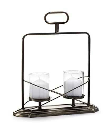 Giftcraft 2 Votive Candle Holder, 14.93-inch Height, Iron and Glass, Black