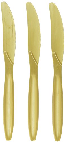Amscan Big Party Pack Plastic Knives, 8.1" x 3.6", Gold