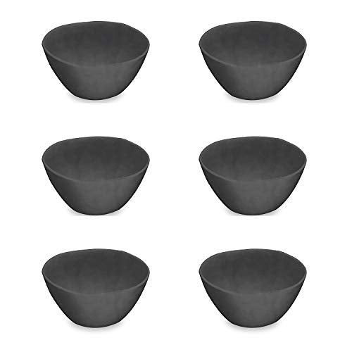 TarHong Black Bamboo Bowl, 6" x 3", 13.5 oz, Planta (Majority Plant Based Melamine Material), Set of 6