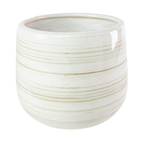 Foreside Home & Garden White Swirl Stoneware Planter