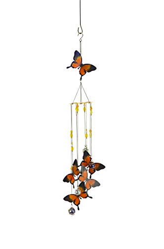 Red Carpet Studios 11047 Spiral Tune Wind Chime, Tangerine Orange Butterfly