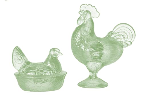 Aztec Imports Dollhouse Miniature Chrysnbon Rooster and Nesting Hen Green