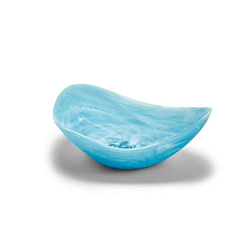 Two's Company Tozai 15" Archipelago Aqua Marbleized Organic Shaped Bowl