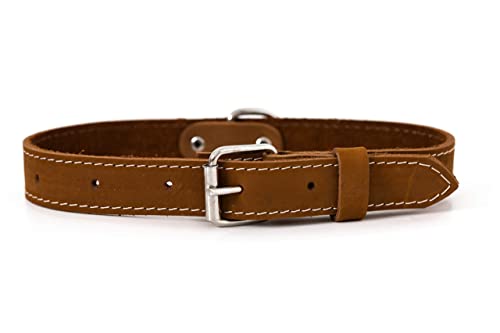 Euro Dog Collar Affordable European Luxury Soft Leather Adjustable Buckle Dog Collar Made in USA (Bark Brown, XXL 1 3/8" Wide 19" - 25" Neck Size)