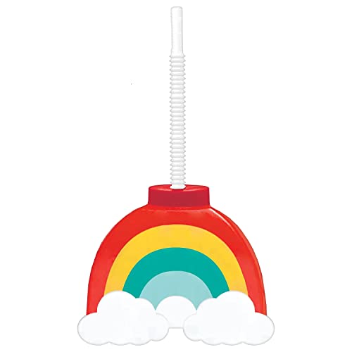 Amscan 3902335 Retro Rainbow Sippy Cup