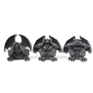 Pacific Trading 4.25 Inch Gargoyle See Hear No Evil Shelf Sitters Statue Figurine
