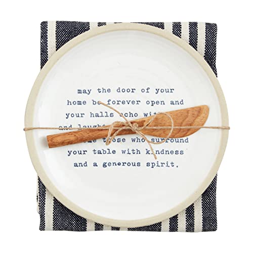 Mud Pie May The Doors Appetizer Plate Set, plate 6 1/2" dia | towel 26" x 16 1/2" | spreader 5 1/2"