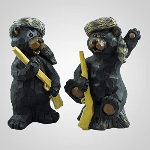 Lipco Daniel Boone Bear Figurine, 4.38-inch Height, Polyresin, Set of 2