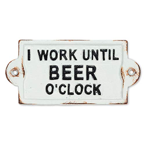 Abbott Collection  27-FORGE-498 Beer O'Clock Sign, 3x7 inches L, Antique White