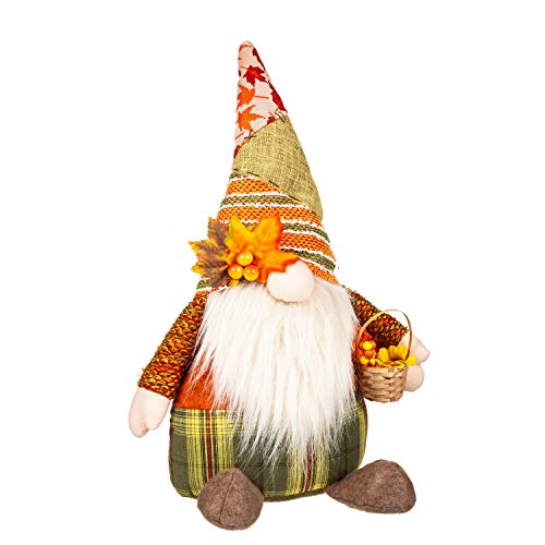 Evergreen Fall Holiday Home D‚àö¬©cor Beautiful Plush Harvest Gnome with Basket Table D‚àö¬©cor Perfect for Holiday Well Made Garden and Home Accents for Seasonal Style