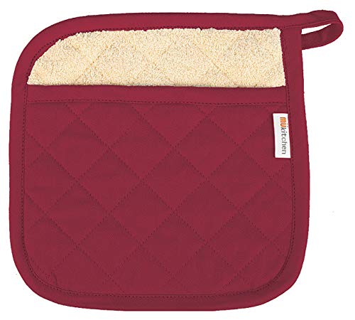 MU Kitchen 100% Quilted Cotton Pot Holder, 9-inch by 9-Inch, Cabernet
