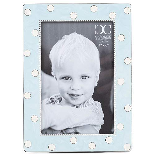 Roman 19004 Caroline Collection Polka Dot Decorative Frame, Holds 4 X 6-inch Photo, 7.25-inch Height, Blue