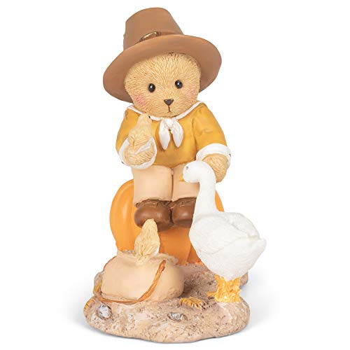 Roman 133483 Ephraim Bear with Goose Thanksgiving Figurine, 4 inch, Multicolor